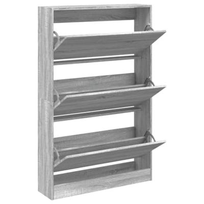Schoenenkast 80x21x125,5 cm bewerkt hout grijs sonoma eiken