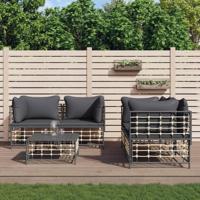 5-delige Loungeset met kussens poly rattan antracietkleurig - thumbnail