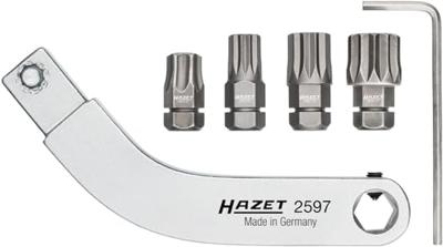 HAZET Deurscharnier insteekgereedschap | gebogen bithouder | SW T45, M8, M10, M12 | 9 x 12 mm insteekvierkant massief | 5/16 inch (8 mm) zeskant hol |