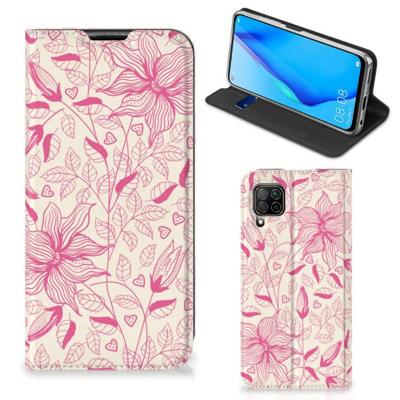 Huawei P40 Lite Smart Cover Pink Flowers Huawei P40 Lite Smart Cover Pink Flowers