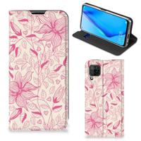 Huawei P40 Lite Smart Cover Pink Flowers - thumbnail