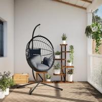 Hangstoel met standaard rattan en staal lichtgrijs - thumbnail