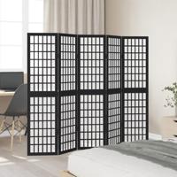 Kamerscherm met 5 panelen massief paulowniahout zwart - thumbnail