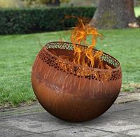 Esschert Design vuurplaats bolvormig spikkels roestkleurig - thumbnail