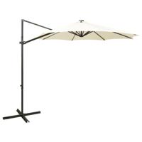 VidaXL Zweefparasol met paal en led-verlichting 300 cm zandkleurig - thumbnail