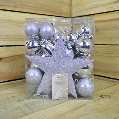 Kerstballenset kunststof mix zilver 32st