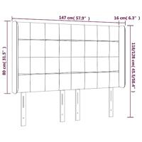 Hoofdbord met randen 147x16x118/128 cm stof donkerbruin - thumbnail