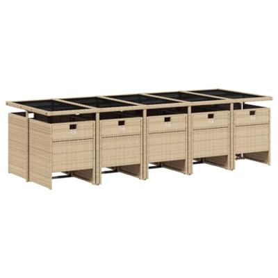 11-delige Tuinset met kussens poly rattan beige