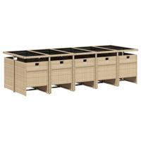 11-delige Tuinset met kussens poly rattan beige - thumbnail