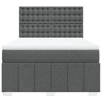 Boxspring met matras stof donkergrijs 140x200 cm - thumbnail