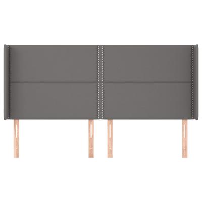 Hoofdbord met randen 183x16x118/128 cm kunstleer grijs - thumbnail