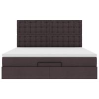 Ottoman bed met matras en LED's 160x200cm stof donkerbruin - thumbnail
