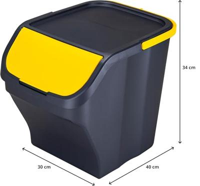 Recycling prullenbak Mondex Stack N' Sort Geel Grijs 25 L Met deksel 40 x 30 x 34 cm
