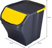 Recycling prullenbak Mondex Stack N' Sort Geel Grijs 25 L Met deksel 40 x 30 x 34 cm - thumbnail