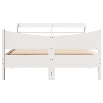 Bedframe met hoofdbord massief grenenhout wit 140x200 cm - thumbnail