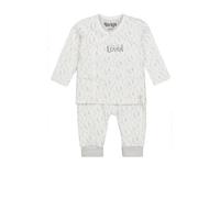 Dirkje newborn baby shirt + broek van biologisch katoen wit/grijs - thumbnail