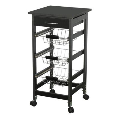 Gebor - Praktische Keukentrolley Op Wielen Met 3 Manden En 1 Lade - 76x37x37cm – Zwart – Keukenhulp – Keukenrek Gebor - Praktische Keukentrolley Op Wielen Met 3 Manden En 1 Lade - 76x37x37cm – Zwart – Keukenhulp – Keukenrek