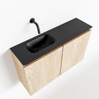 MONDIAZ TURE 80cm toiletmeubel washed oak. EDEN wastafel urban links geen kraangat - thumbnail