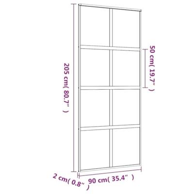 VidaXL Schuifdeur 90x205 cm helder esg-glas en aluminium goudkleurig VidaXL Schuifdeur 90x205 cm helder esg-glas en aluminium goudkleurig