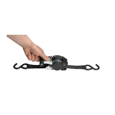 Masterlock Set of 2 retractable ratchet tie downs with S hooks 3m - colour : blac - 3238EURDAT