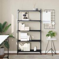 Boekenkast 5-laags 80x30x154 cm bewerkt hout zwart - thumbnail