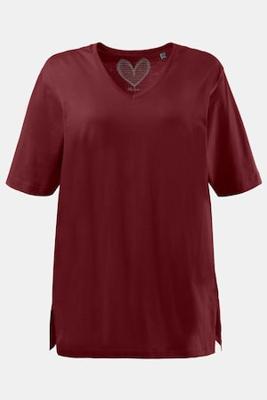Ulla Popken T-shirt, relaxed, V-hals, zijsplitten - Grote Maten Ulla Popken T-shirt, relaxed, V-hals, zijsplitten - Grote Maten