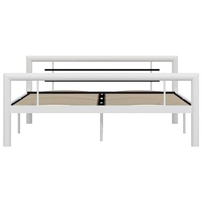 VidaXL Bedframe metaal wit en zwart 140x200 cm