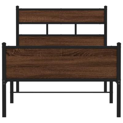 Bedframe zonder matras bewerkt hout bruin eikenkleur 90x200 cm Bedframe zonder matras bewerkt hout bruin eikenkleur 90x200 cm