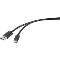 Renkforce USB-kabel USB 3.2 Gen1 (USB 3.0 / USB 3.1 Gen1) USB-A stekker, USB-C stekker 0.30 m Zwart RF-4536472 - thumbnail
