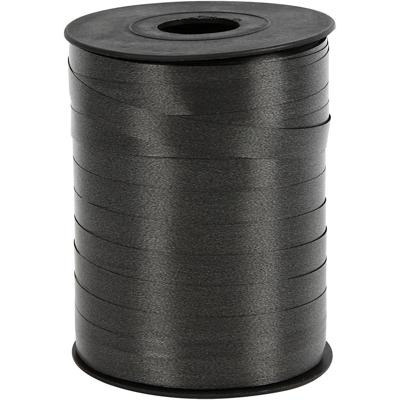 Creativ Company Cadeaulint, b: 10 mm, glossy, zwart, 250 m/ 1 rol