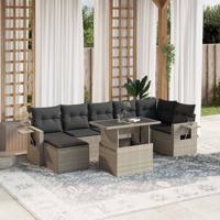 8-delige Loungeset met kussens poly rattan lichtgrijs - thumbnail