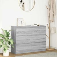 Dressoir 100x35x76 cm bewerkt hout grijs sonoma eikenkleurig - thumbnail