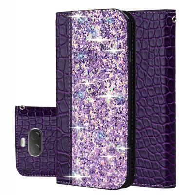 Voor Sony Xperia 10 krokodil textuur glitter poeder horizontale Flip lederen draagtas met kaartsleuven & houder (paars) Voor Sony Xperia 10 krokodil textuur glitter poeder horizontale Flip lederen draagtas met kaartsleuven & houder (paars)