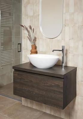Ben Samantha ovale waskom 50x35x16cm mineraalmarmer glanzend wit