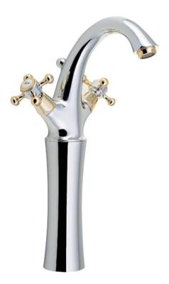 Wastafelmengkraan Sapho Antea 2-knop Gebogen Hoog 30 cm Chroom / Goud (incl. pop-up waste)