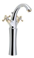 Wastafelmengkraan Sapho Antea 2-knop Gebogen Hoog 30 cm Chroom / Goud (incl. pop-up waste) - thumbnail