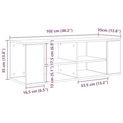 TV-kast met plank Wandgemonteerd met opslag Oud hout 102 x 35 x 35 cm Bewerkt hout TV-kast met plank Wandgemonteerd met opslag Oud hout 102 x 35 x 35 cm Bewerkt hout