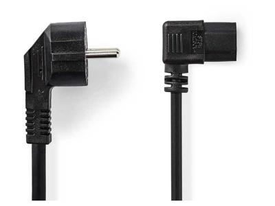 Nedis CEGL10020BK30 Stroomkabel Type F (cee 7/7) Male Iec-320-c13 Gehoekt Gehoekt Vernikkeld 3.00 M Rond Pvc Zwart Label