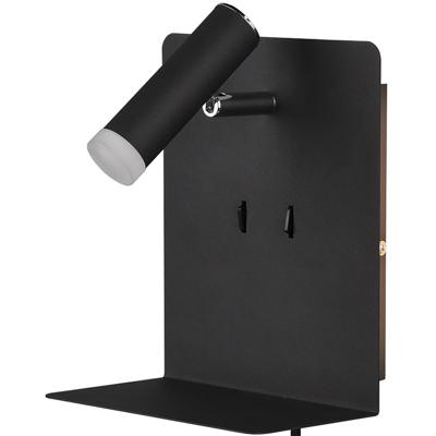 Mat Zwarte LED Wandlamp 6W - Warm Wit 3000K - Met USB Oplaadfunctie
