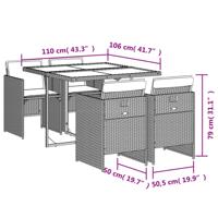 5-delige Tuinset met kussens poly rattan zwart - thumbnail