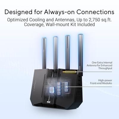 Asus RT-BE92U WiFi-router, WiFi-repeater, WiFi-accesspoint 2.4 GHz, 5 GHz, 6 GHz Asus RT-BE92U WiFi-router, WiFi-repeater, WiFi-accesspoint 2.4 GHz, 5 GHz, 6 GHz