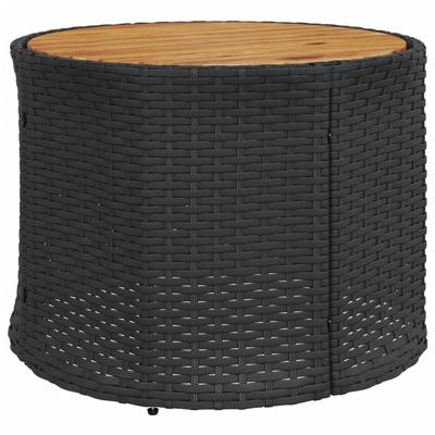 3-delige Loungeset halfrond poly rattan zwart - thumbnail