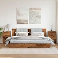 Nachtkastjes 2 st 40x36x65 cm bewerkt hout oud houtkleurig - thumbnail