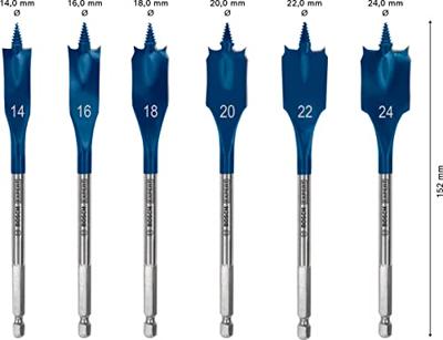 Bosch Accessories 2608900332 Hout-freesboorset 14 mm, 16 mm, 18 mm, 20 mm, 22 mm, 24 mm Gezamenlijke lengte 152 mm Zeskant schacht 6 stuk(s) - thumbnail