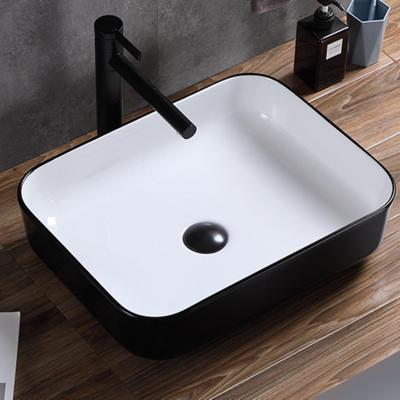 Opbouw Waskom Boss & Wessing Blitz 50x40x14 cm Wit met Zwarte Buitenkant Aqua Splash