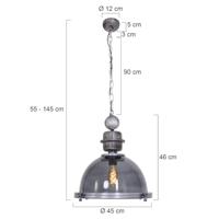 Steinhauer Hanglamp Bikkel metaalgrijs met smoke glas 1452GR - thumbnail