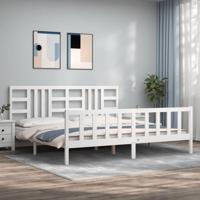 Bedframe zonder matras massief grenenhout wit 200x200 cm - thumbnail