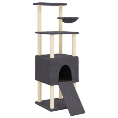 Kattenmeubel met sisal krabpalen 153 cm donkergrijs