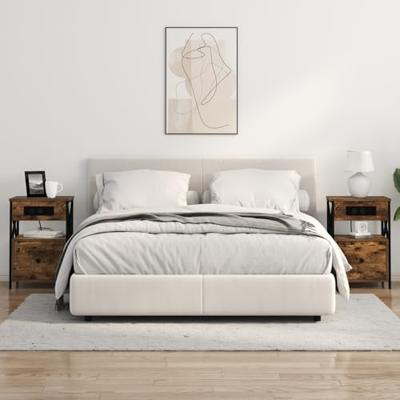 Nachtkastje met lade Gerookt eiken 40 x 31 x 60 cm Bewerkt hout Nachtkastje met lade Gerookt eiken 40 x 31 x 60 cm Bewerkt hout