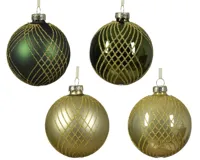 Kerstbal glas mat / glans met goud 8cm - 1 stuk - thumbnail